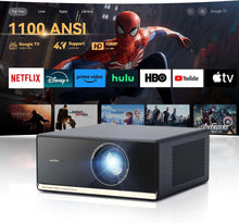 Wanbo X5 Pro 4K Projector with WiFi and Bluetooth, Home Outdoor Movie Projector, Auto Focus & Keystone, 26dB Low Noise, Native 1080P, Smart Projector with Netflix & Google Play
