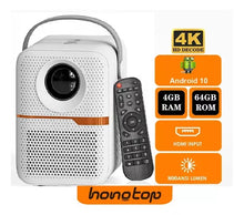 HONGTOP P10 Android Smart Mini Projector 300ANSI Lumen Portable Projector 4K with WIFI Bluetooth 1080P Home Movie Theater Beamer 4GB 64GB Android 10 Projector - Multimedia Projectors