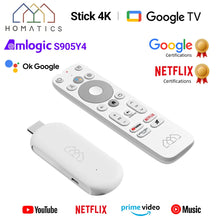 HOMATICS 4K TV Stick Netflix Google Certified 2GB LPDDR4 32G ROM Amlogic S905Y4 Support Dolby Atmos H.265 2T2R Wifi Google box - Multimedia Projectors