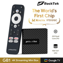 RockTek GB1 TV Dongle Netflix Google Certified 2GB DDR4 16GB eMMC Realtek1315C A55 Support Dolby Atmos Vision Wifi BT Mini Box - Multimedia Projectors