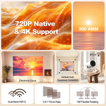 Magcubic HY300 UItra 4K Projector with Electronic Focus 720P 300ANSI Speaker Portable Android11 BT5.4 180° flexible Home Outdoor