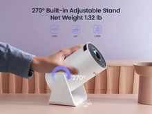 Wimius S27 projector Native 720p with 270° rotating bracket 300 ANSI 5G WiFi Bluetooth Auto Keystone Home Cinema Projector