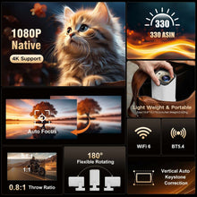 Magcubic HY310 Mini Projector Auto Focus 4K Native 1080P 330ANSI Android 11 built in 5WSpeaker With Air Mouse Voice Assistant