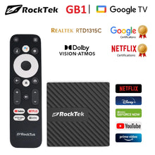 RockTek GB1 TV Dongle Netflix Google Certified 2GB DDR4 16GB eMMC Realtek1315C A55 Support Dolby Atmos Vision Wifi BT Mini Box - Multimedia Projectors