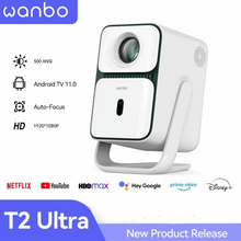Wanbo T2 Ultra Andorid TV11.0 1080P Projector Support 4K, 500Ansi 120° Rotating Protable Home Beam Smart Projector